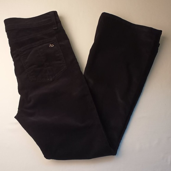 Rag & Bone Velvet Jeans Size 27/4 10 Inch Flare Mid Rise Black Color - Picture 1 of 10